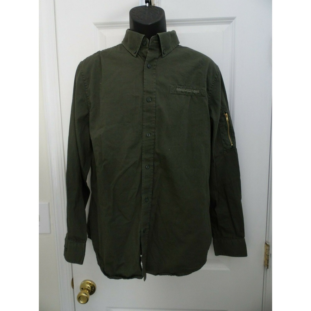 Five Four Poggy The Man Men's Size Large Olive Green Long Sleeve Button Shirt